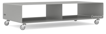 Meuble TV R 200, Monochrome, Blanc aluminium (RAL 9006), Roulettes industrielles