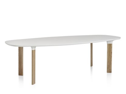 Table Analog, Stratifié blanc, piétement chêne, 245 x 105 cm