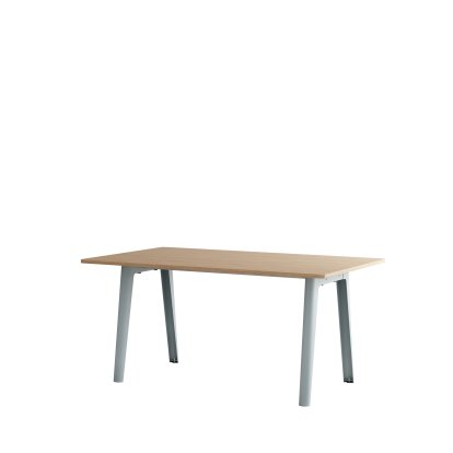 Table à manger New Modern rectangulaire, métal/bois, 160 x 95 cm, Finition chêne, Bleu pâle