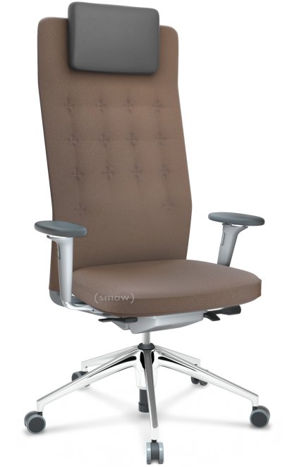 ID Trim L, Mécanisme Flowmotion sans réglage de la profondeur d'assise, Avec accotoirs 3D, Soft grey, Tissu Plano coffee, Souples pour sols durs