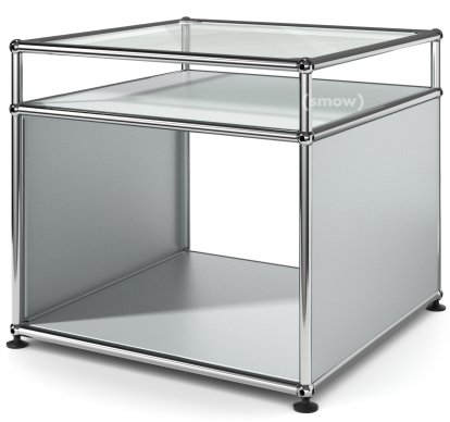 Table d'appoint avec réhausse USM Haller, Argent mat USM