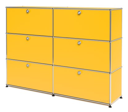 Meuble haut Highboard L USM Haller, personnalisable, Jaune or RAL 1004, Avec 2 portes abattantes, Avec 2 portes abattantes, Avec 2 portes abattantes