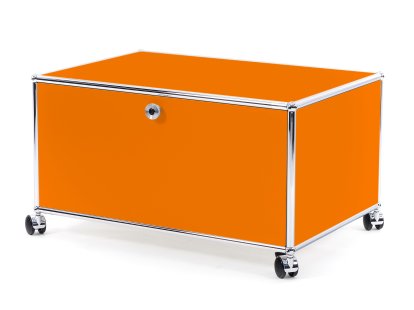 Caisson imprimante USM Haller, 75 cm, Orange pur RAL 2004, Avec roulettes