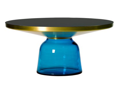 Bell Coffee Table, Laiton laqué clair, Bleu saphir