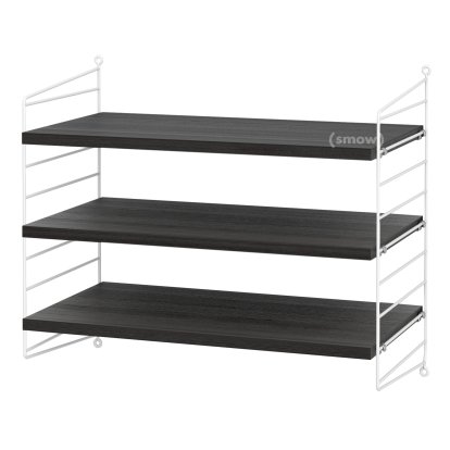 Étagère murale S String, 30 cm, Blanc, Placage frêne noir