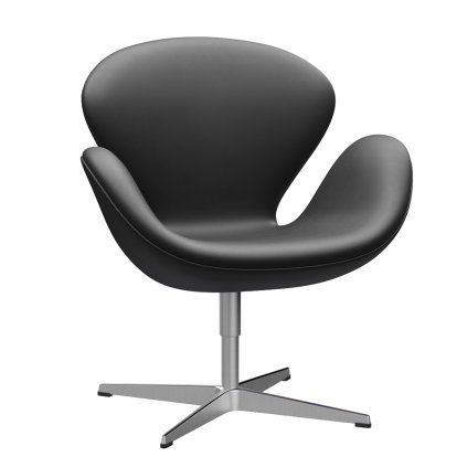 Fauteuil Swan (cygne), 40 cm, Cuir Essential, Noir