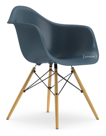 Eames Plastic Armchair RE DAW, Bleu océan, Sans rembourrage, Sans rembourrage, Version standard - 43 cm, Frêne tons miel