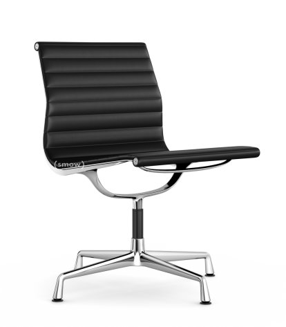 Aluminium Chair EA 105, Chromé, Cuir Premium F, Nero