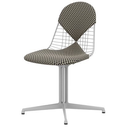 Chaise Wire Chair DKL, Revêtement blanc, Coussin pour assise et dossier (Bikini), Checker