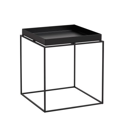 Table avec plateau Tray , H 40/44 x L 40 x P 40 cm, Noir
