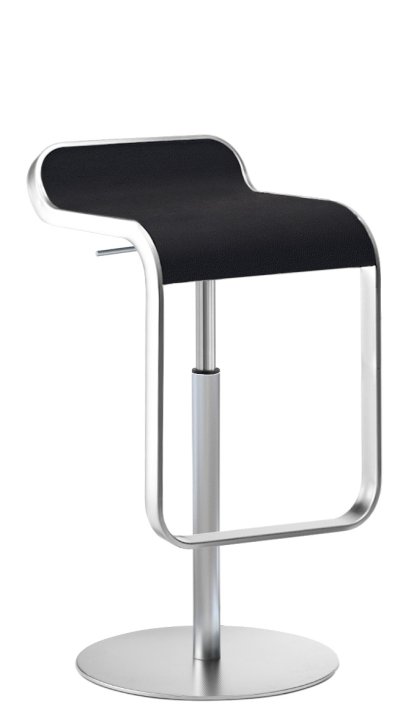 Tabouret LEM, 55-67 cm, Cuir noir / chromé mat