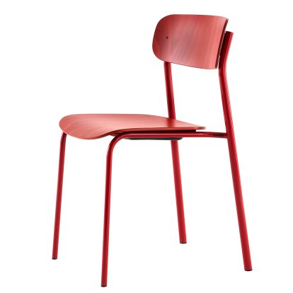 Chaise S 243, Rouge tomate (RAL 3013), Hêtre teinté rouge rouille (TP 239)