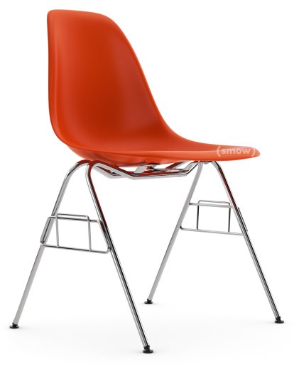Eames Plastic Side Chair RE DSS / DSS-N, Rouge (rouge coquelicot), Sans rembourrage, Sans rembourrage, Sans liaison de rangée (DSS-N)
