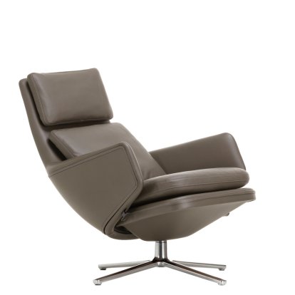 Fauteuil Grand Relax, Sans repose-pieds, Cuir Premium F, gris umbra, Poli, 46,5 cm