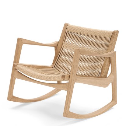 Euvira Rocking Chair, Chêne naturel, Couleur chanvre
