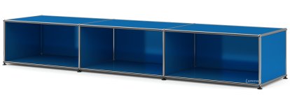 Meuble bas Lowboard XL USM Haller, personnalisable, Bleu gentiane RAL 5010, Ouvert, 50 cm