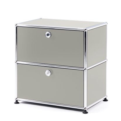 Table de chevet USM Haller avec 2 portes battantes, Gris clair RAL 7035