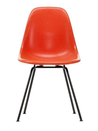Eames Fiberglass Chair DSX, Eames red orange, Finition époxy basic dark lisse