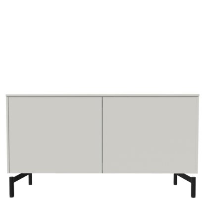 Buffet Aventa Sideboard avec portes, 120 cm, 2 Grilles de hauteur, Mélamine blanc, Pieds en métal