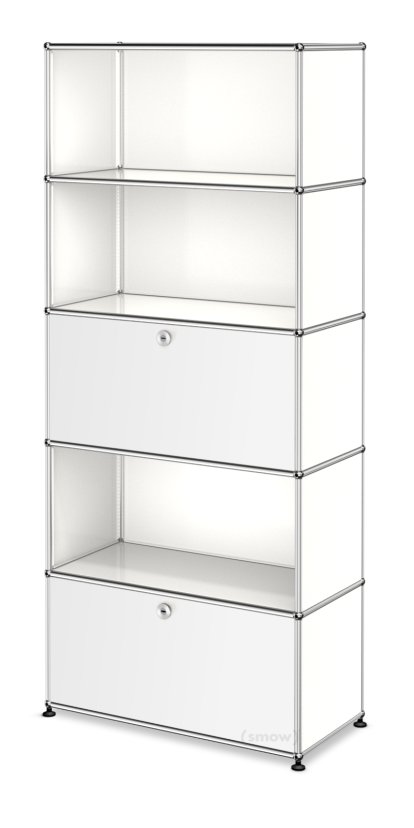 Étagère à dossiers USM Haller M, personnalisable, Blanc pur RAL 9010, Ouvert, Avec  porte abattante, Ouvert, Avec  porte abattante
