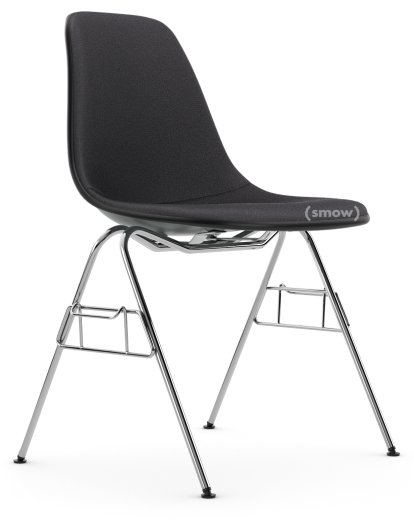 Eames Plastic Side Chair RE DSS / DSS-N, Gris granit, Rembourrage intégral, Gris foncé, Avec liaison de rangée (DSS)