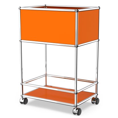 USM Haller meuble de bar type 2, Orange pur RAL 2004, Roulettes dures pour tapis