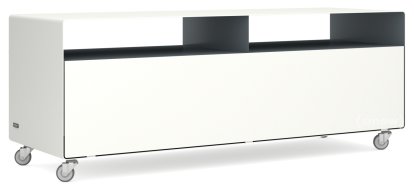 Meuble TV R 109, Bicolore   , Blanc pur (RAL 9010) - Gris basalte (RAL 7012), Roulettes industrielles