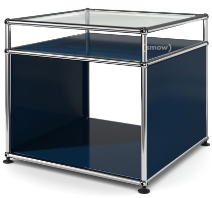 Table d'appoint avec réhausse USM Haller, Bleu acier RAL 5011