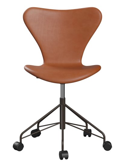 Série 7 Chaise de bureau pivotante 3117 / 3217 Rembourrage intégral, Sans accotoirs, Cuir Grace walnut, Brown bronze