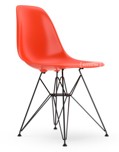 Eames Plastic Side Chair RE DSR, Rouge (rouge coquelicot), Sans rembourrage, Sans rembourrage, Version standard - 43 cm, Revêtement basic dark