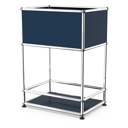 USM Haller meuble de bar type 2, Bleu acier RAL 5011, Patin de nivelage