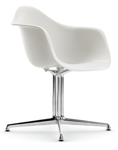 Eames Plastic Armchair DAL, Blanc RE, Sans rembourrage, Sans rembourrage, Aluminium poli, Nouvelle hauteur d'assise (43,0 cm)