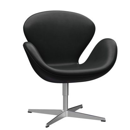 Fauteuil Swan (cygne), Hauteur spéciale 48 cm, Cuir Grace, Black