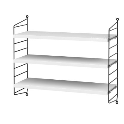 Étagère murale S String, 20 cm, Noir, Laqué blanc