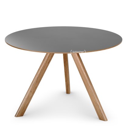 Copenhague Round Table CPH20, Ø 120 x H 74, Chêne laqué, Linoleum gris