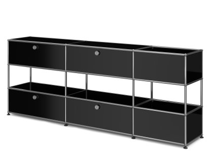 Buffet USM Haller pour enfants L avec boîtes de rangement, Monochrome, Noir graphite RAL 9011, Avec  porte abattante