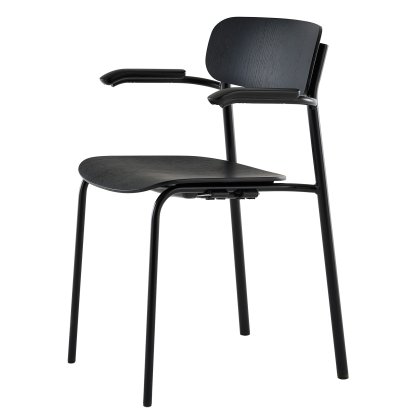 S 243 F Fauteuil, Noir (RAL 9005), Chêne teinté noir (TP 29)