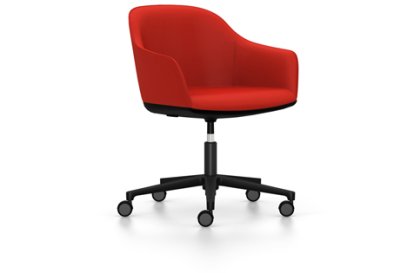 Softshell Chair avec piètement à 5 branches, Basic dark fintion époxy (lisse), Plano, Rouge coquelicot, Souples pour sols durs