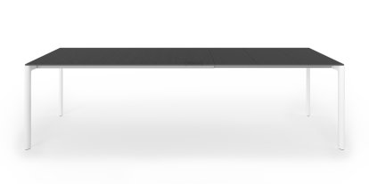 Table extensible Maki, L 166-278 x L 90 cm, Stratifié noir, Aluminium laqué blanc