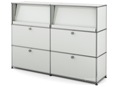 Meuble haut Highboard L USM Haller avec présentoir incliné, Gris clair RAL 7035