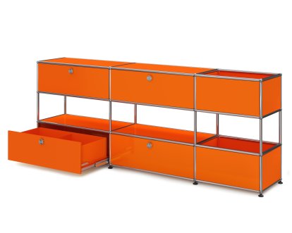 Buffet USM Haller pour enfants L avec boîtes de rangement, Monochrome, Orange pur RAL 2004, Avec porte abattante et porte coulissante (incl. cadre métallique)