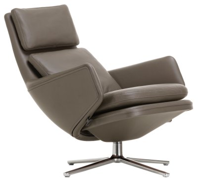 Fauteuil Grand Relax, Sans repose-pieds, Cuir Premium F, gris umbra, Poli, 46,5 cm