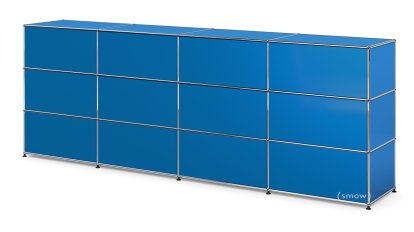 Comptoir d’accueil USM Haller version 1, Bleu gentiane RAL 5010, 300 cm (4 éléments), 50 cm