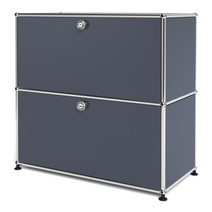 Meuble mixte Sideboard M USM Haller, personnalisable, Anthracite RAL 7016, Avec  porte abattante, Avec  porte abattante