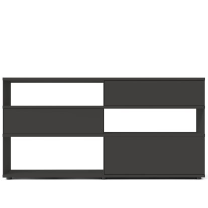 Flow Q Highboard, 200 cm, 101,7 cm (2 tiroirs et 1 porte abattante), Graphite