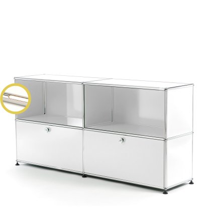 USM Haller E Sideboard L avec éclairage des compartiments, Blanc pur RAL 9010, Blanche chaude
