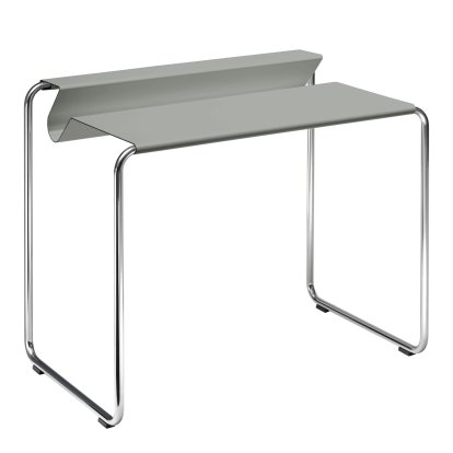 Secrétaire PS07, Blanc aluminium (RAL 9006), Sans sous-main, Chromé