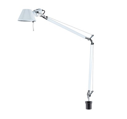 Lampe de table Tolomeo, Blanc, Avec socle de fixation USM pour pied de table USM, Ampoule halogene