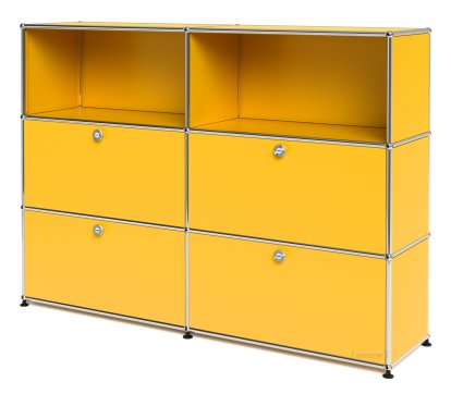 Meuble haut Highboard L USM Haller avec 4 portes battantes, Jaune or RAL 1004