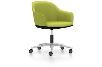 Softshell Chair avec piètement à 5 branches, Aluminium poli, Plano, Avocat, Souples pour sols durs